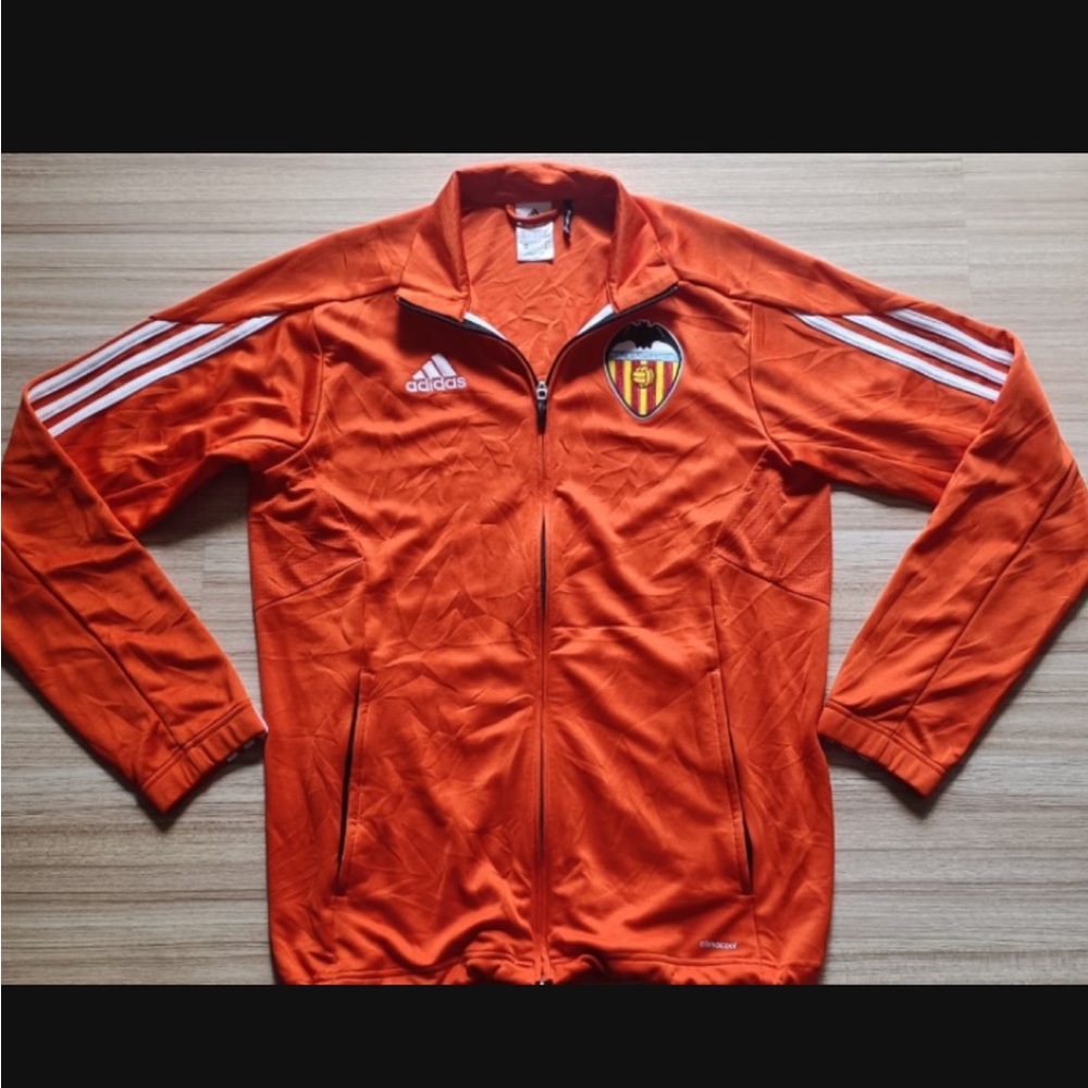 ✨ ADIDAS ✨ Boy’s Orange Valencia C.F. Soccer Zip Up Track Jacket RARE Size Large